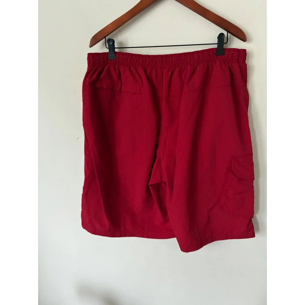 White Sierra Mens Red Cargo Swim Trunks Board Shorts Elastic Waist Mesh L